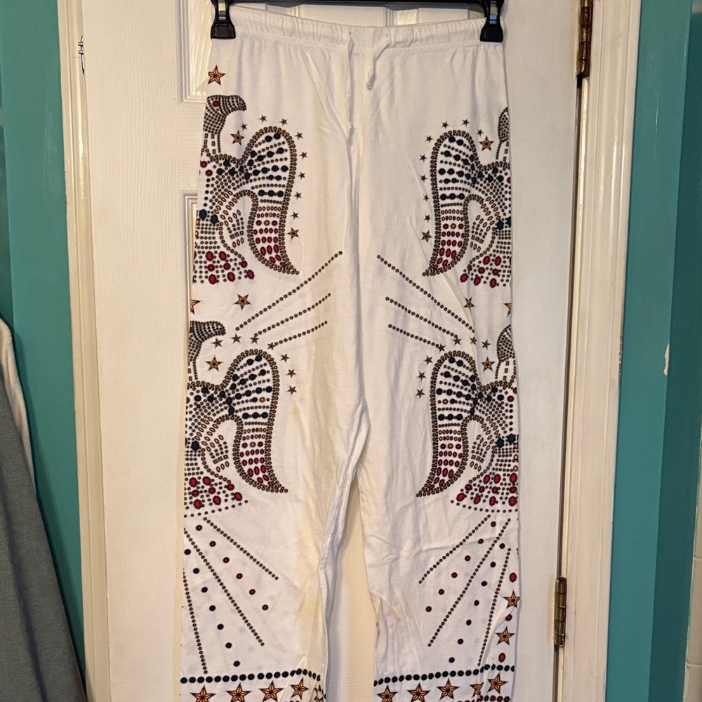Elvis Graphic pajama set - White with Blue & Gold Accent - Picture 3 of 4